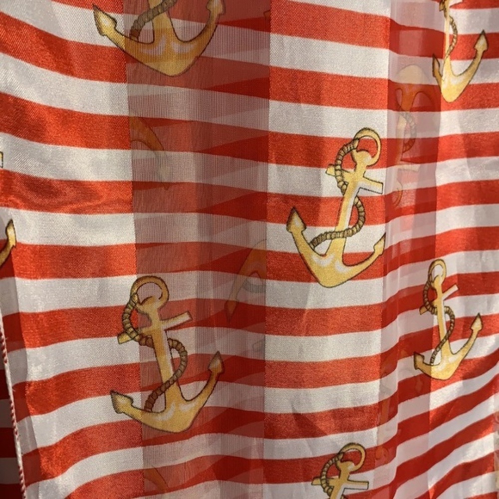 Red Striped Anchor Scarf